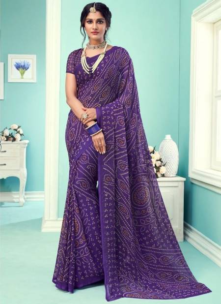 Purple Colour STAR CHIFFON 67TH EDITION Ruchi New daily Wear Chiffon Bandhni Saree Collection 12802 D
